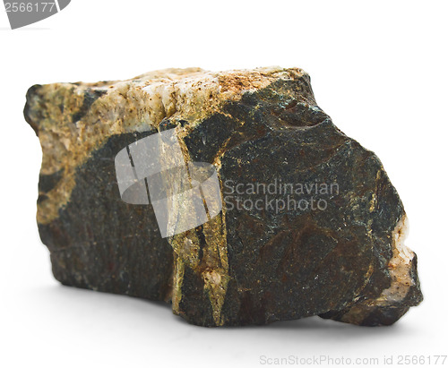 Image of granite black with stripes stone isolated on white background (i