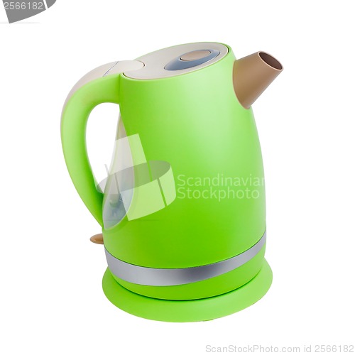 Image of electric kettle teapot green tea isolated on white background (c