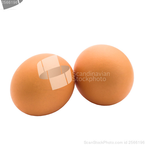 Image of two eggs are isolated on white background (clipping path)