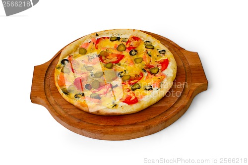 Image of pizza isolated white cucumber food cheese italian tomato meal fa