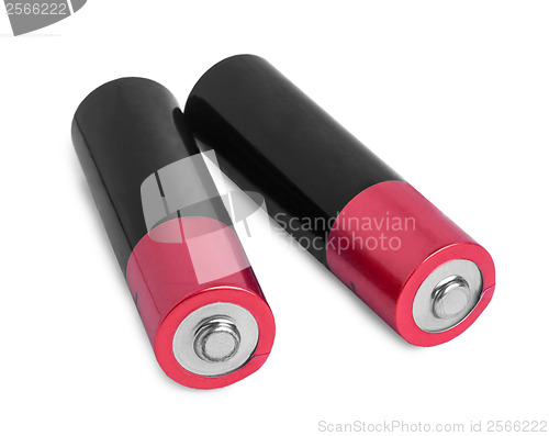 Image of two pink battery (AA) isolated on white background