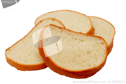 Image of pieces of bread loaf isolated on white background clipping path