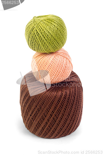 Image of skein of yarn with multicolored three isolated on a white backgr