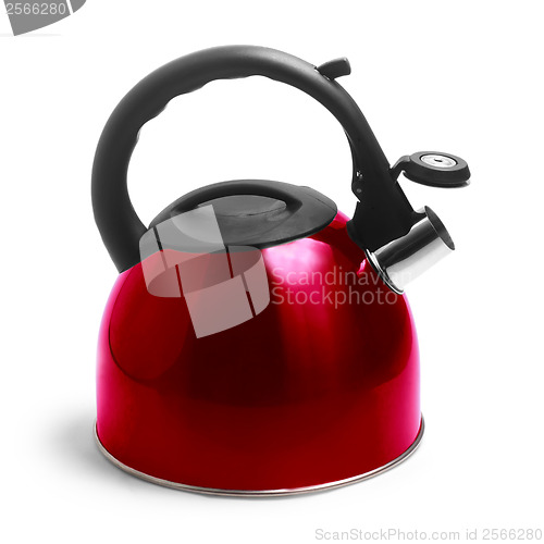 Image of isolated kettle red on white background with clipping path