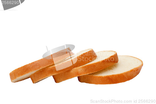 Image of loaf pieces of bread  isolated on white background