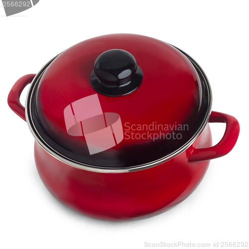 Image of pan red kitchen pot isolated