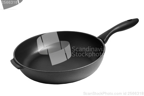 Image of black pan frying isolated on white background