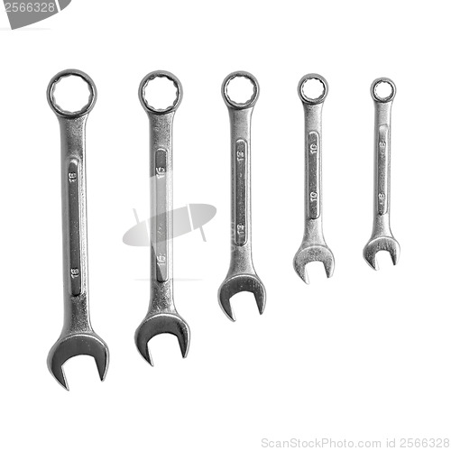 Image of wrench spanners tools isolated on white background (clipping pat