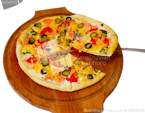 Image of cucumber isolated pizza a white food cheese italian tomato meal