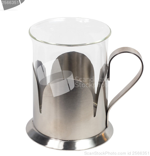 Image of teapot iron clear empty glass tea isolated on white background c