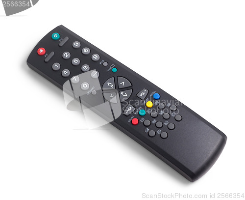 Image of tv remote control black on white