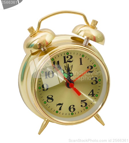 Image of alarm clock yellow gold isolated