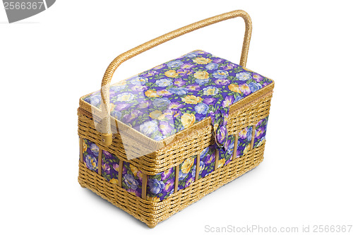 Image of wicker basket casket isolated on white background