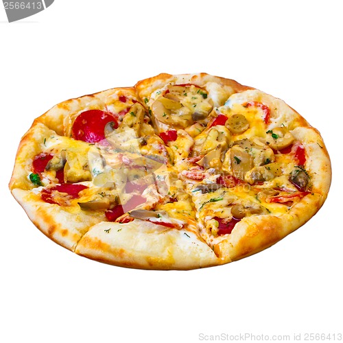 Image of Appetizing pizza isolated white background (clipping path)