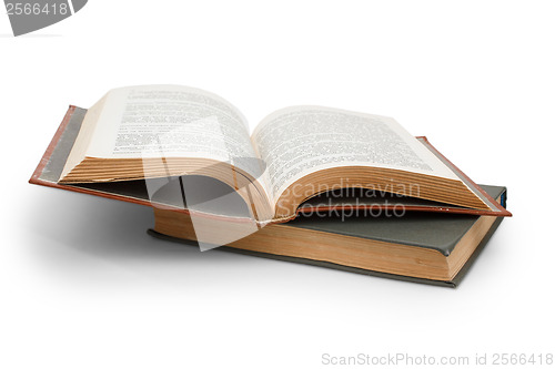 Image of old book revealed two isolated on white background