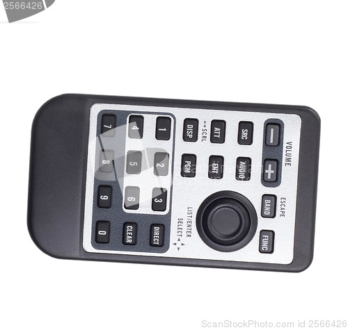 Image of tv remote black control black on white clipping path