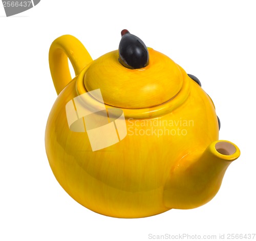 Image of kettle yellow ceramic teapot tea isolated