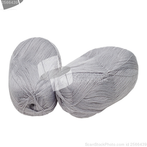 Image of gray balls of yarn are isolated on a white background