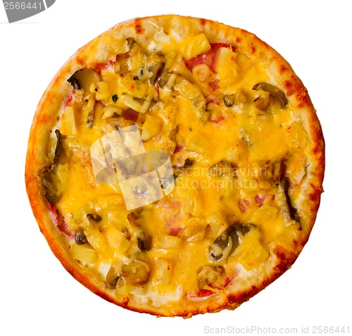 Image of baked pizza fast dinner a crust italian mushrooms food cheese is