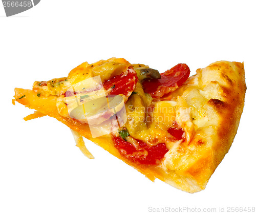 Image of pizza tasty slice piece appetizing isolated a on white backgroun