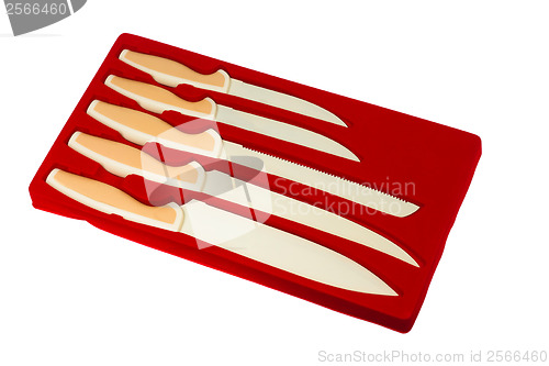 Image of set of knives for kitchen isolated (clipping path)