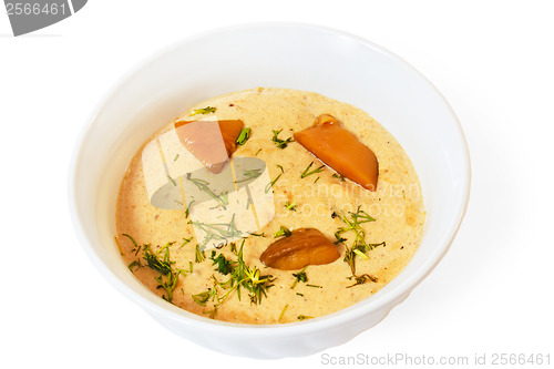 Image of mushrooms food soup plate isolated on white background