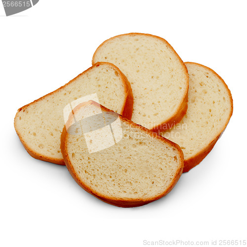 Image of loaf pieces bread isolated on white