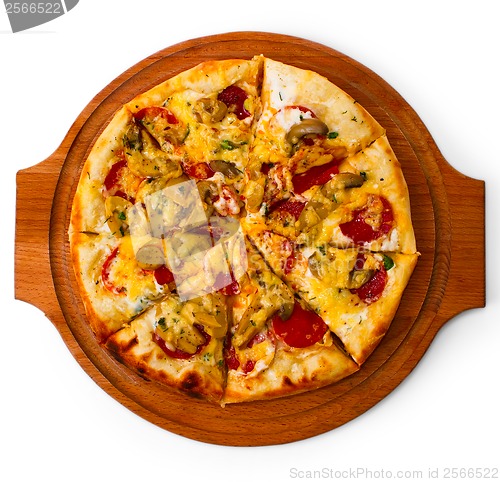 Image of pizza white isolated cheese italian tomato food fast meal dinner