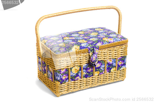 Image of wicker basket casket on white background