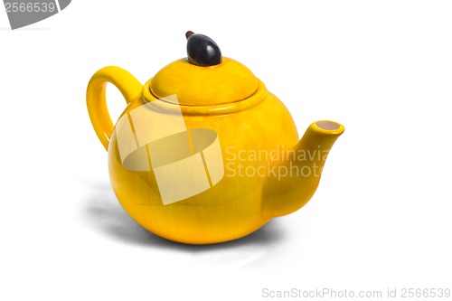 Image of kettle ceramic yellow teapot tea isolated