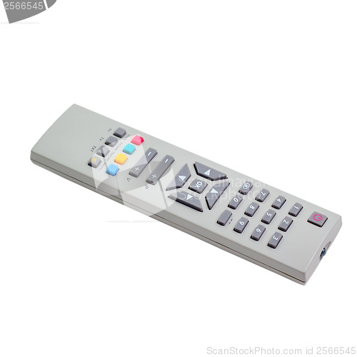 Image of tv silver remote control isolated white background (clipping pat