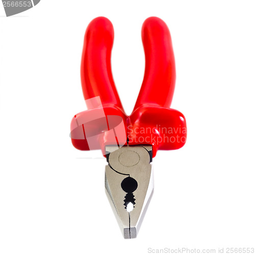 Image of red pliers for work at home isolated