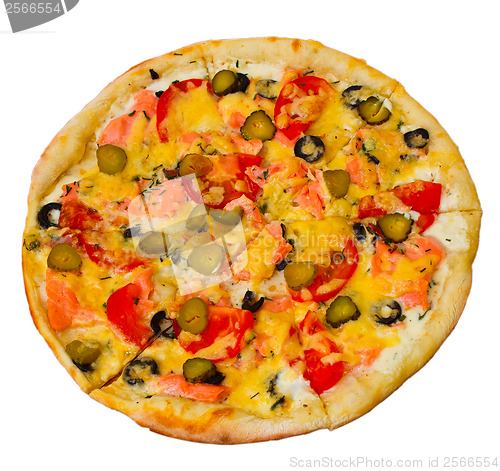 Image of pizza a isolated white cucumber food cheese italian tomato meal 