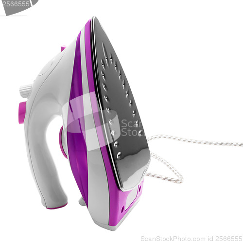 Image of electric purple steam iron isolated on white background