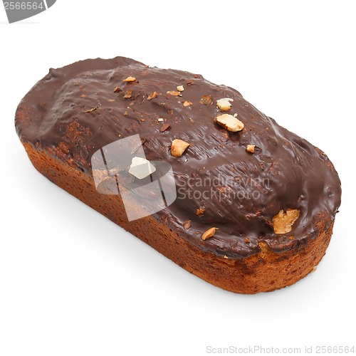 Image of dessert brown chocolate nuts cake isolated