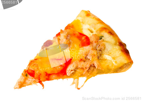 Image of pizza slice piece appetizing  isolated on white background