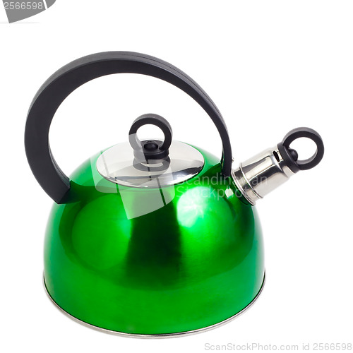 Image of green kettle isolated on white background