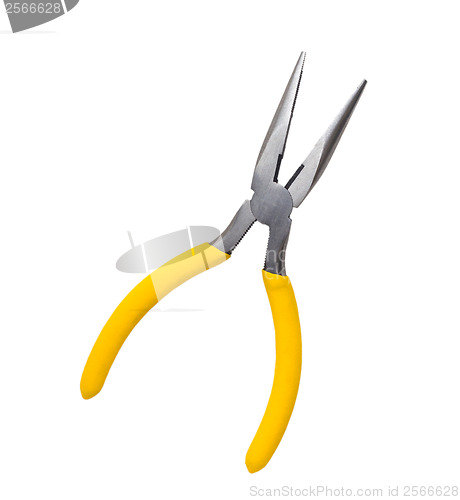 Image of yellow toothed pliers isolated on white background clipping path