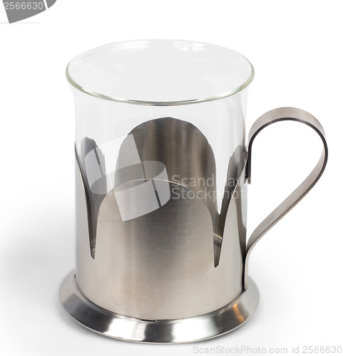 Image of teapot iron clear empty glass tea isolated on white background