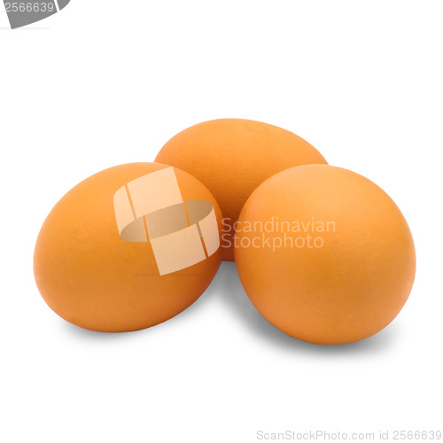 Image of three eggs isolated on white background