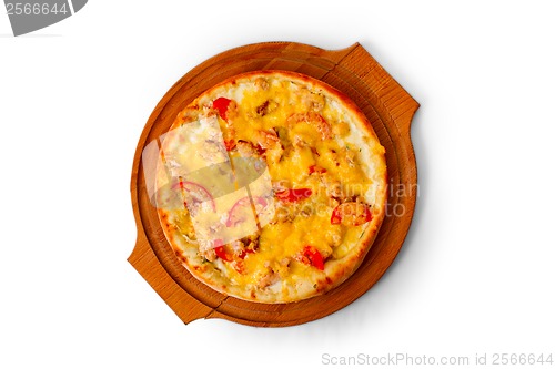 Image of isolated fast dinner crust baked a pizza food cheese italian tom