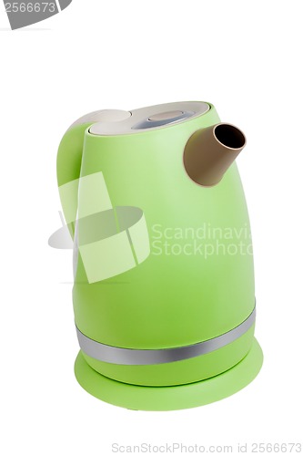 Image of electric teapot green tea kettle isolated on white background cl