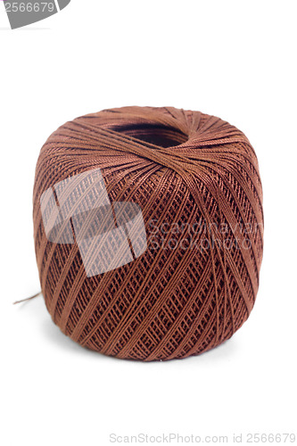 Image of hank brown yarn isolated on a white background