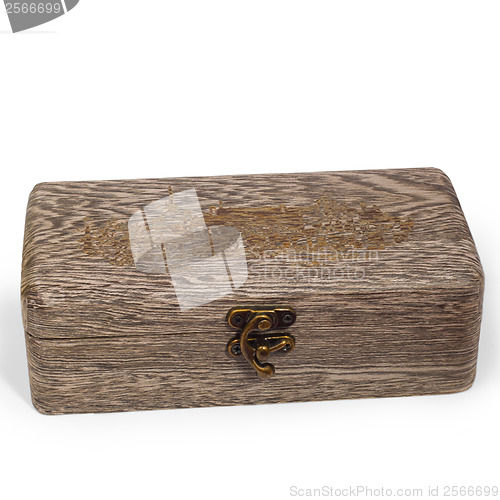 Image of gray antique wooden brown caskets box isolated on white backgrou