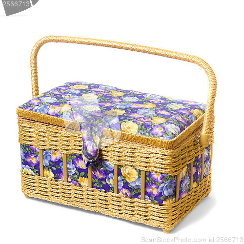 Image of vintage wicker basket isolated on white background