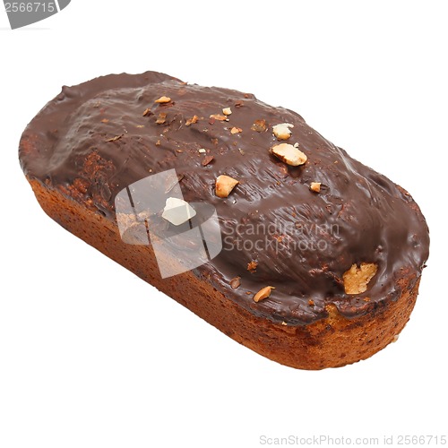 Image of dessert brown chocolate nuts cake isolated (clipping path)