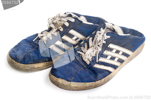 Image of old sneakers isolated on white background