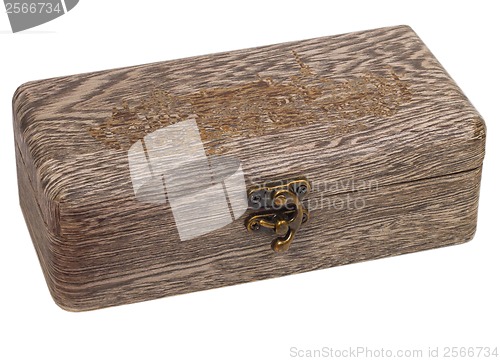 Image of antique engraved wooden jewelry box isolated (clipping path)