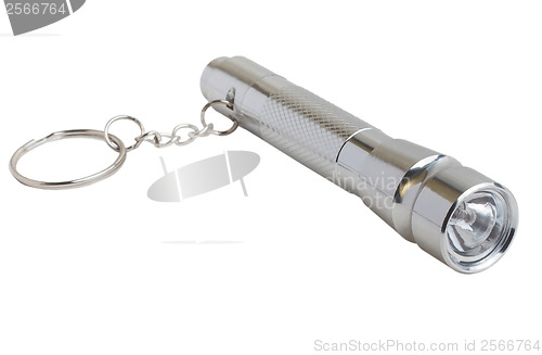 Image of silver flashlight torch isolated 