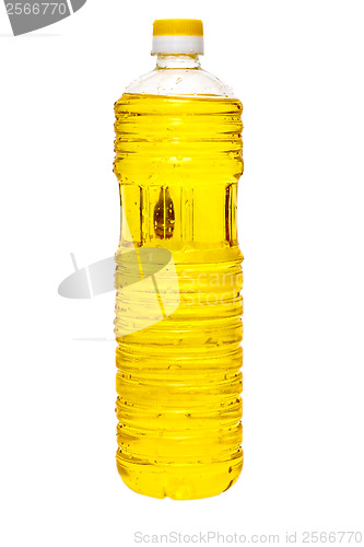 Image of sunflower oil in a plastic bottle isolated